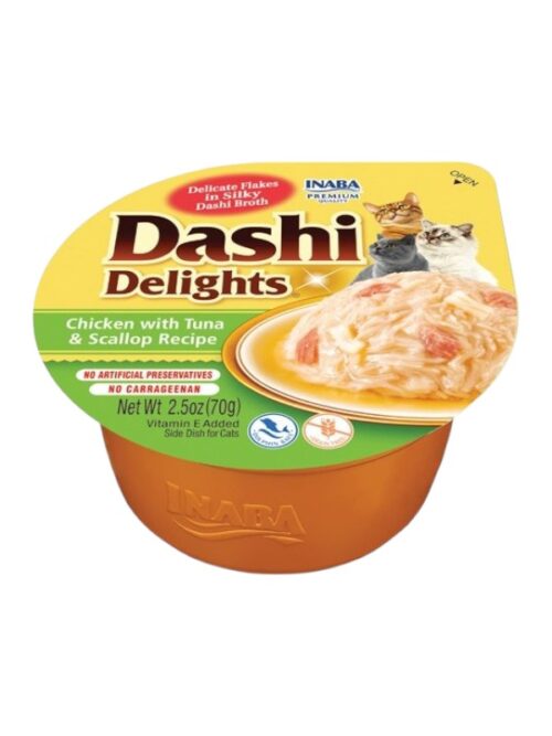 Inaba Dashi Delights Kana, tuunikala ja kammkarp konserv kassile 70g