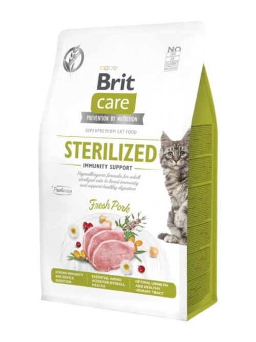 Brit Care Sterilized Immunity support kuivtoit kassile 400g