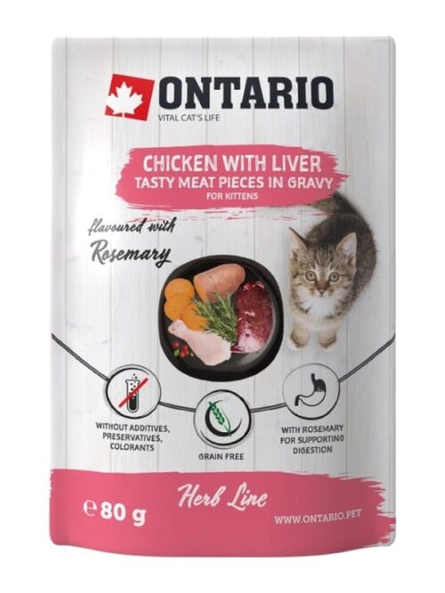 Ontario Herb märgtoit kassipojale ürdikana ja maksaga 80g