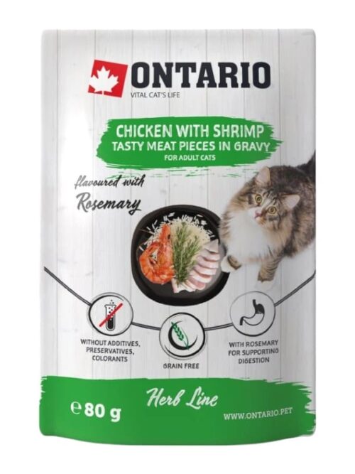 Ontario Herb märgtoit kassile kana, krevettide ja rosmariiniga 80g