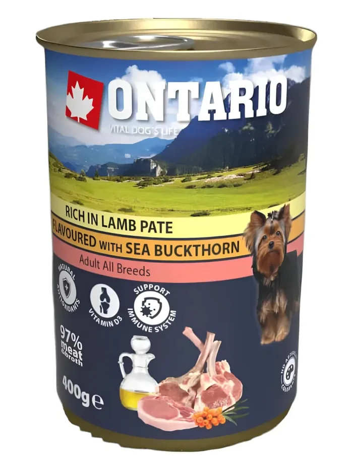 Ontario pasteet koertele lamba ja astelpajuga 400g
