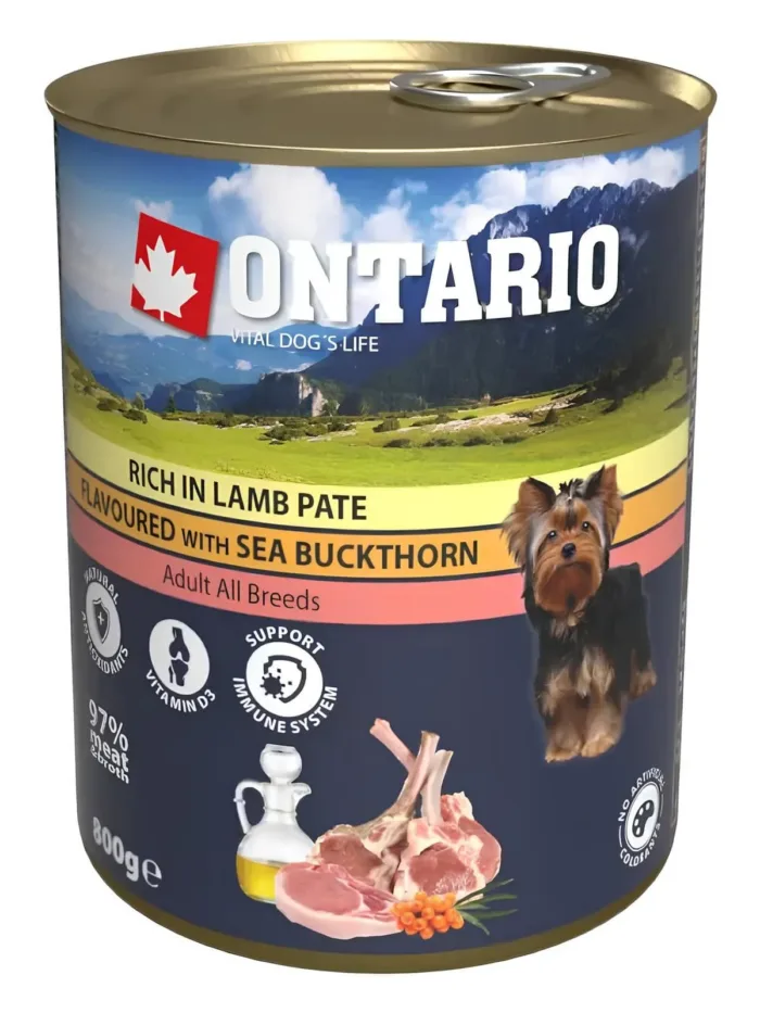 Ontario pasteet koertele lamba ja astelpajuga 800g