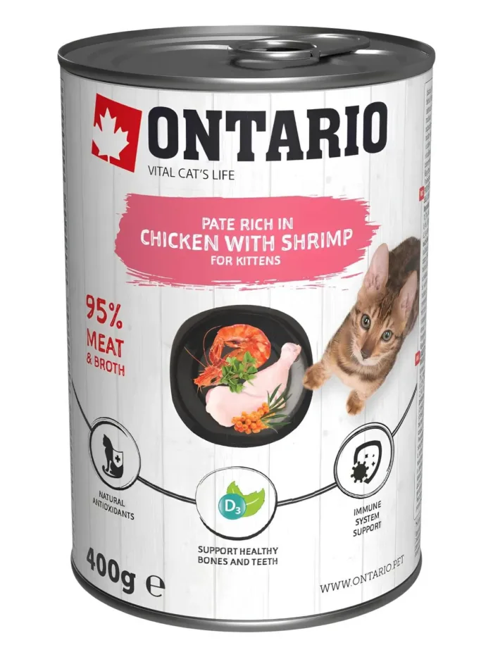Ontario lihapatee kassipojale kana ja krevettidega 400g