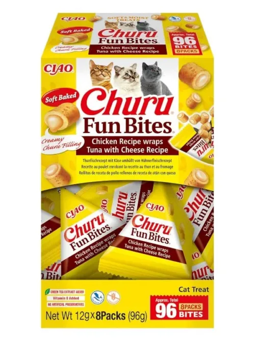 Churu Fun Bites kassidele kana, juustu, tuunikalaga 12g x 8pk