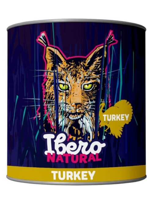 Ibero Natural 100% lihaga konserv kassidele, kalkun 200g