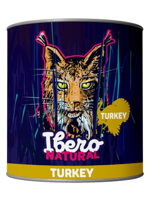 Ibero Natural 100% lihaga konserv kassidele, kalkun 200g