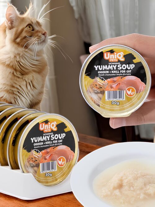 Uniq Pets supp tauriiniga, kana ja krevettidega, 8x30g