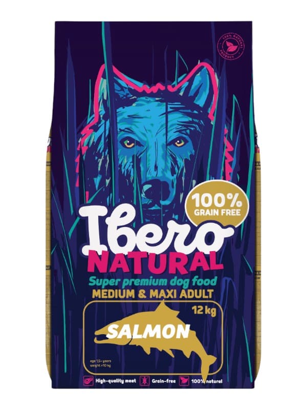 Ibero Grain-free Dog Medium & Maxi Adult Salmon, 12kg