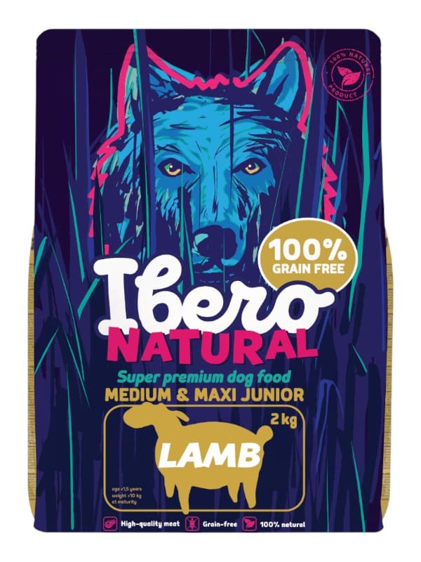 Ibero Grain-free Dog Medium & Maxi Junior Lamb, 2kg