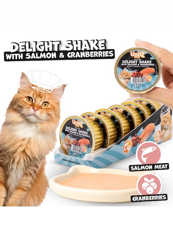 Uniq Pets Delight Shake lõhe ja jõhvikatega 6x60g