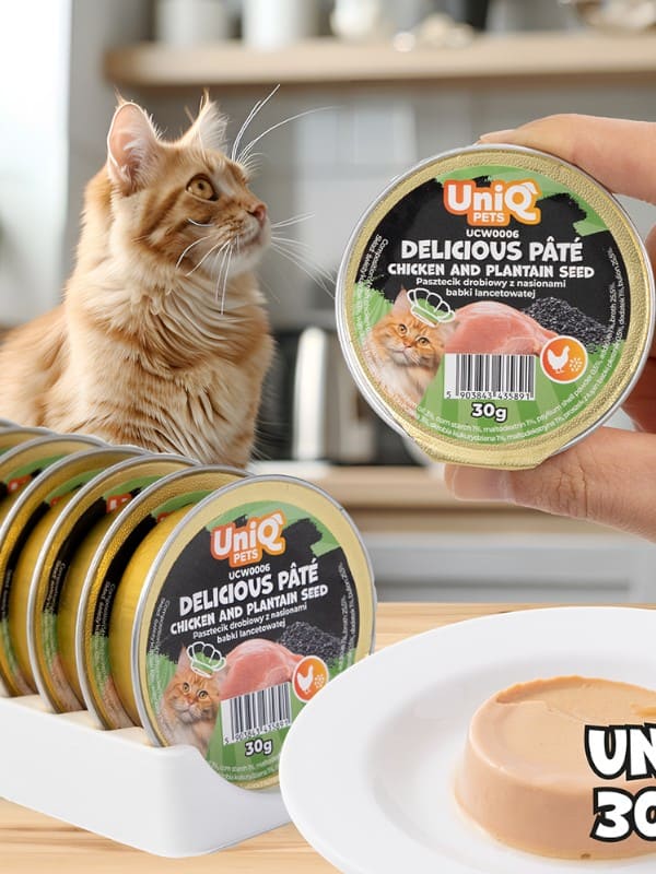 Uniq Pets Delicious Pate kana ja psülliumiga 8x30g