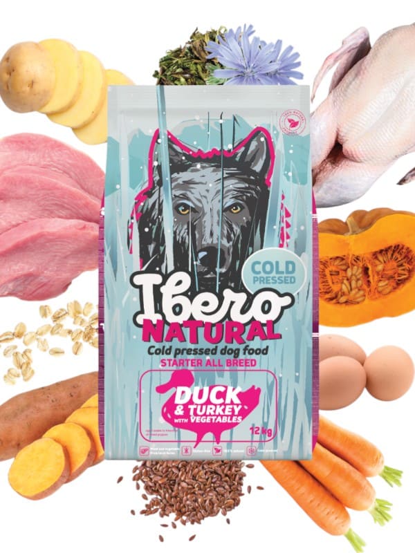 Külmpressitud toit kutsikatele Ibero Starter, part ja kalkun 12kg