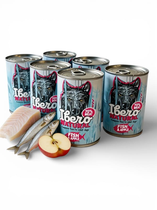 Ibero Natural 70% lihaga konserv, kala ja õun 6x400g