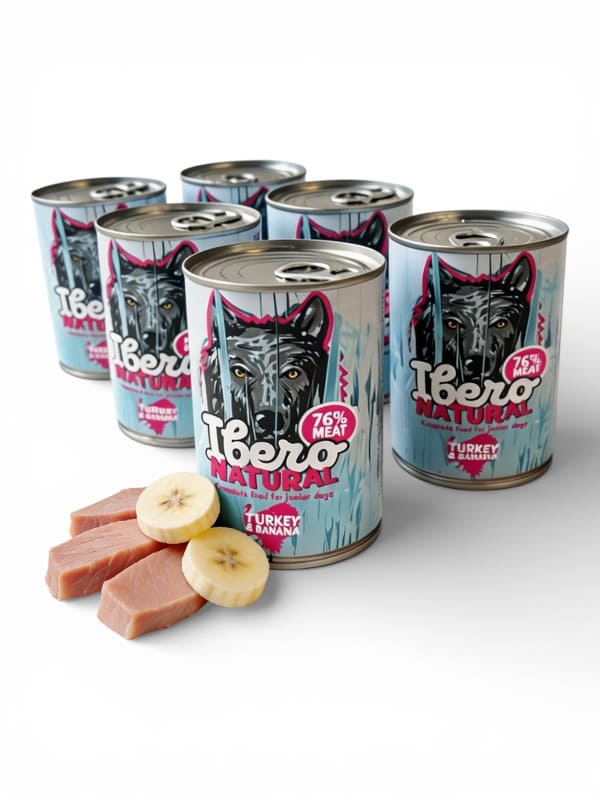 Ibero Natural Junior 70% lihaga konserv, kalkun ja banaan 6x400g