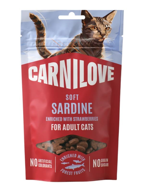 Carnilove Soft Snack sardiin maasikatega, 50g