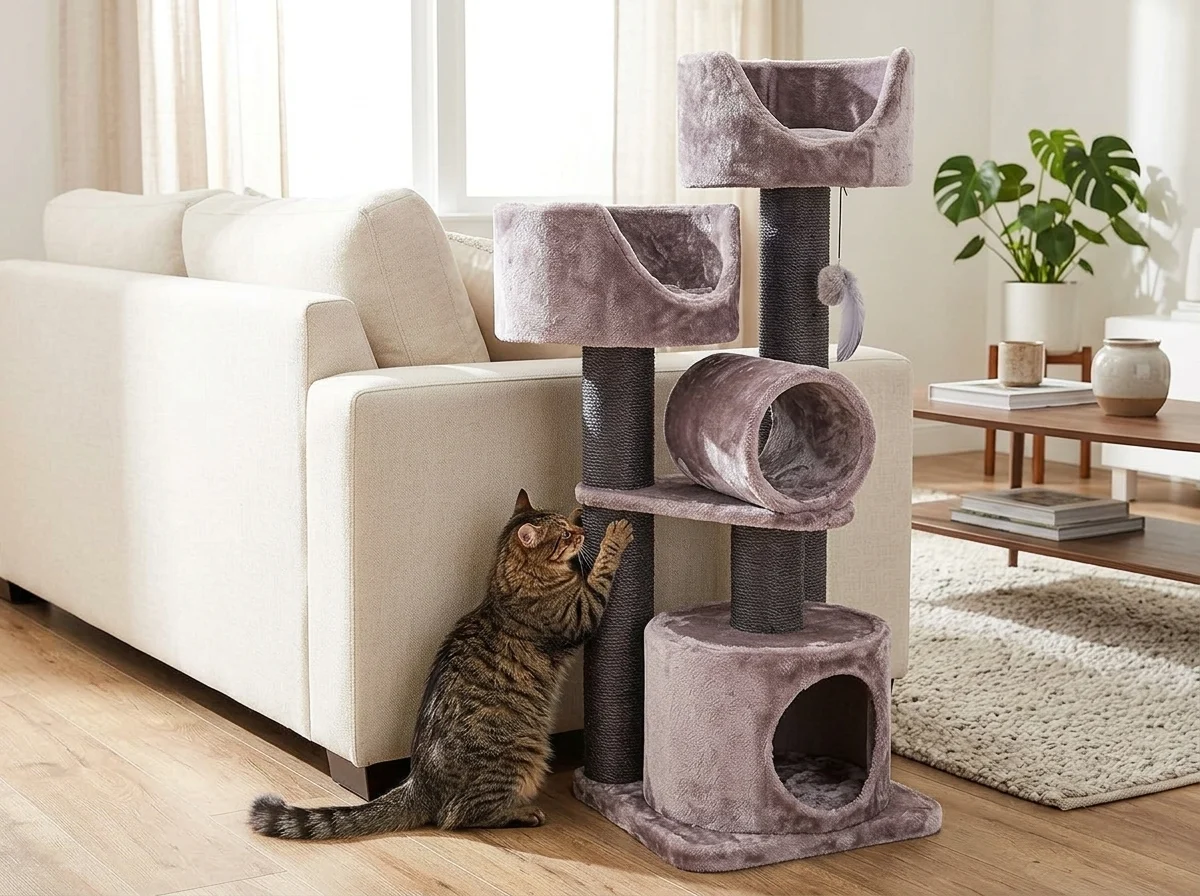 kraapimispuu diivani kõrval