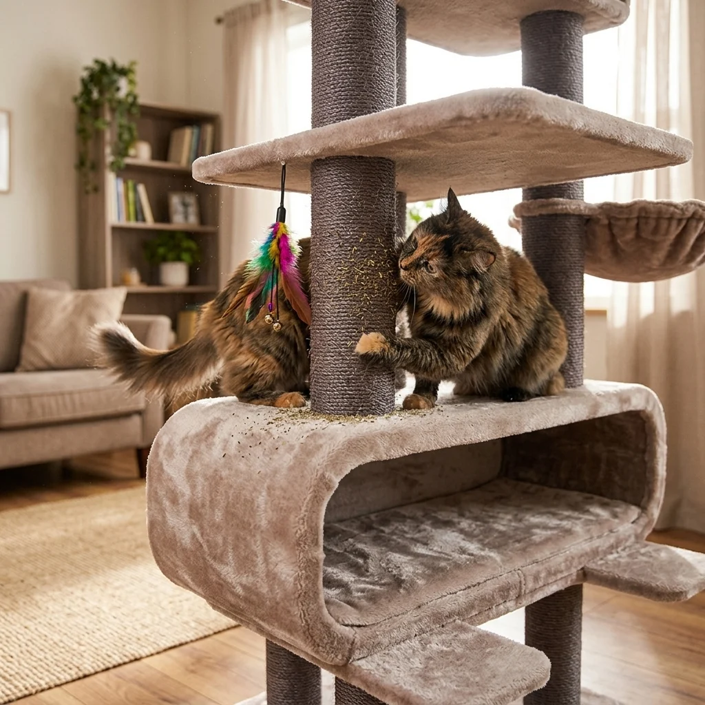 Kass mängib kraapimispuul