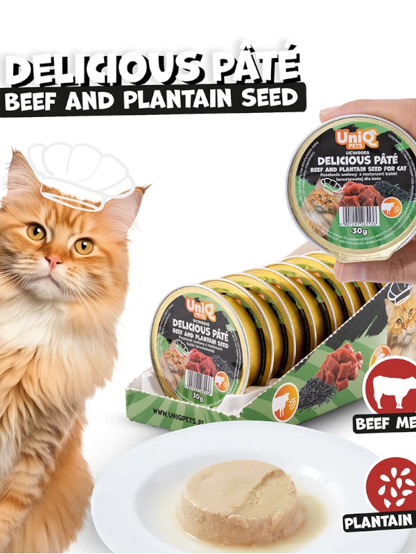 Uniq Pets patee veise ja psülliumiga, 8x30g