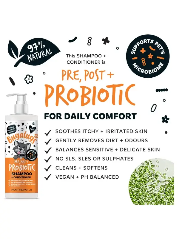 Probiootiline 2in1 šampoon palsam Bugalugs kassidele 500ml
