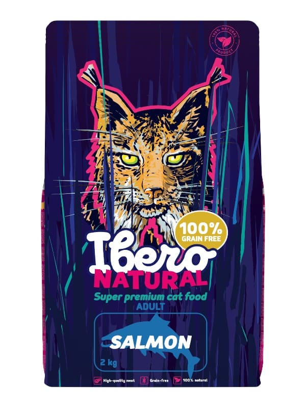 Ibero teraviljavaba täissööt täiskasvanud kassidele lõhega, 2kg