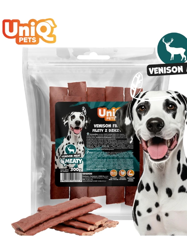 Uniq Pets pehmed hirvefilee ribad, 300g