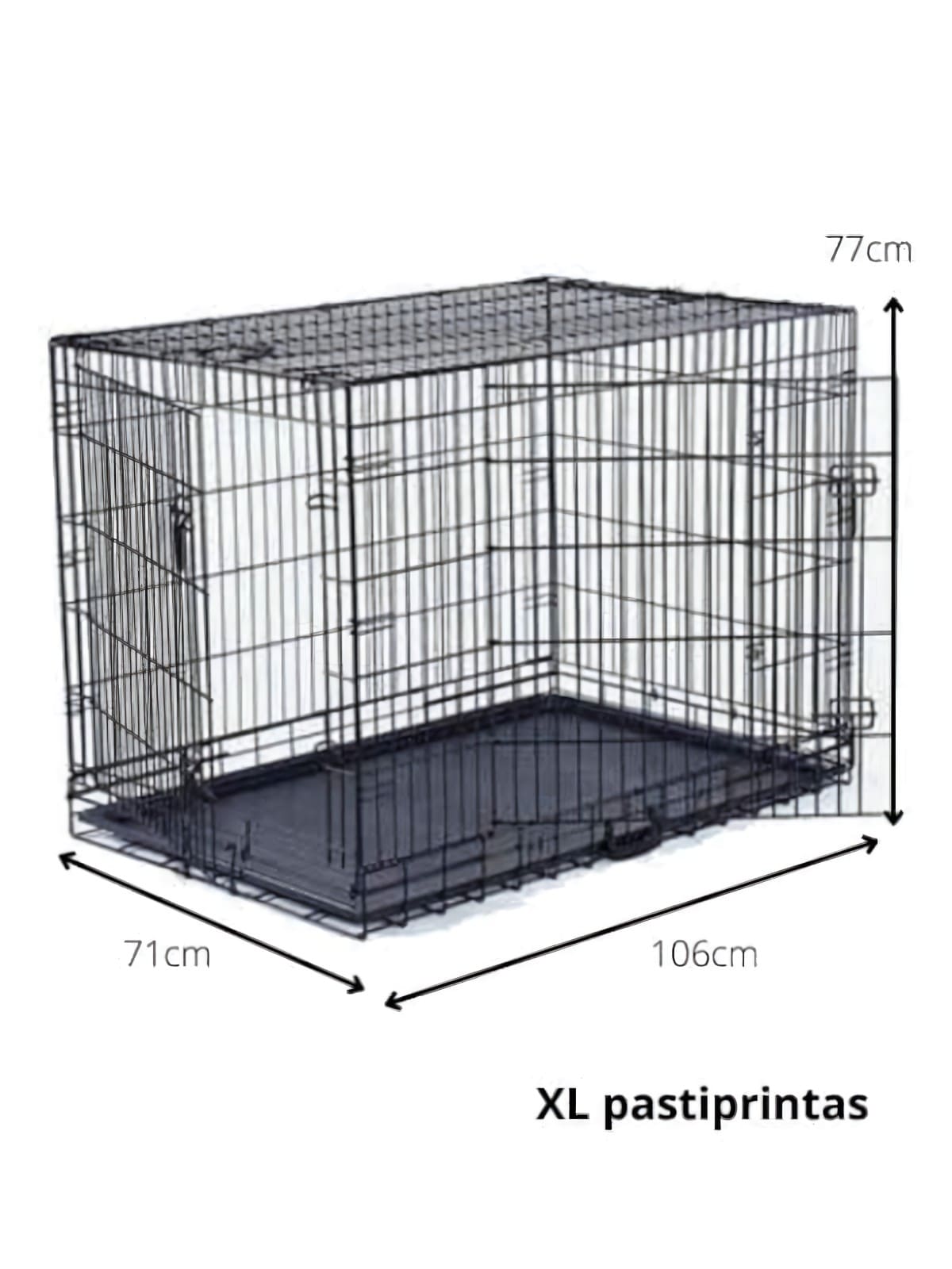Koera puur metallist, kahe uksega 106x71x77, XL